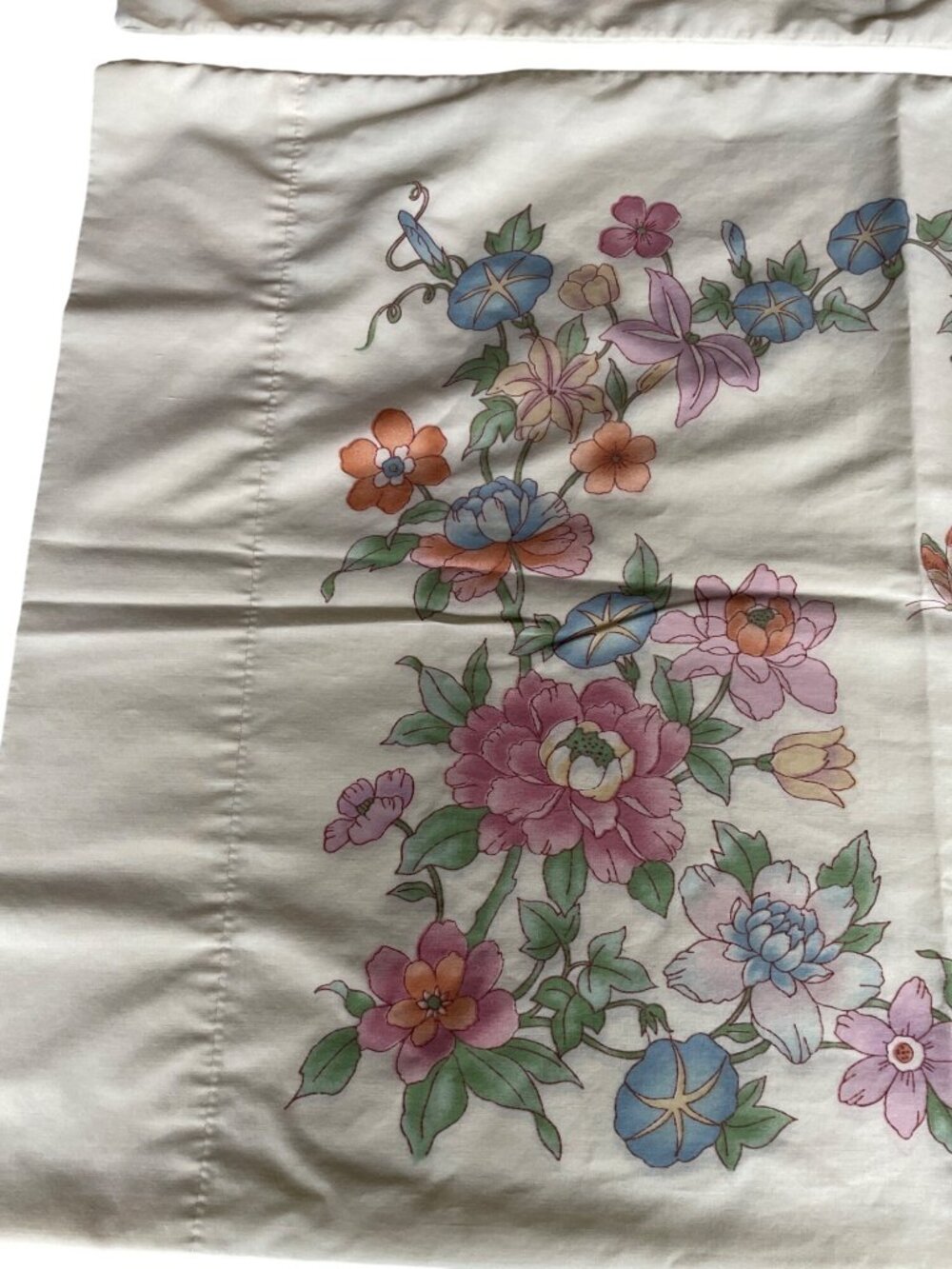 Floral Twin Size Pillow Case Set Pastel Colors Vintage Springmaid Wondercale USA